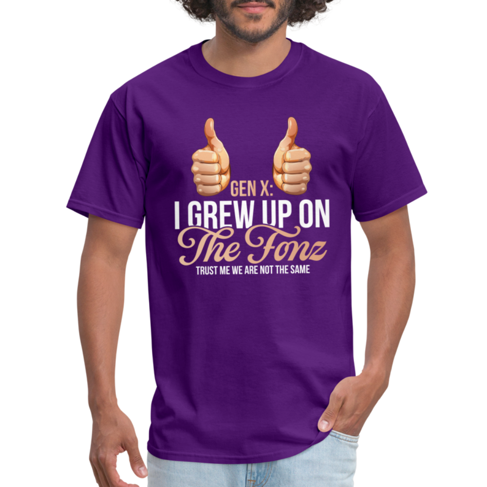 Gen-X  " I grew up on The Fonz" Tshirt - purple