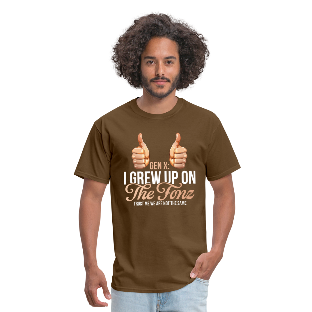 Gen-X  " I grew up on The Fonz" Tshirt - brown