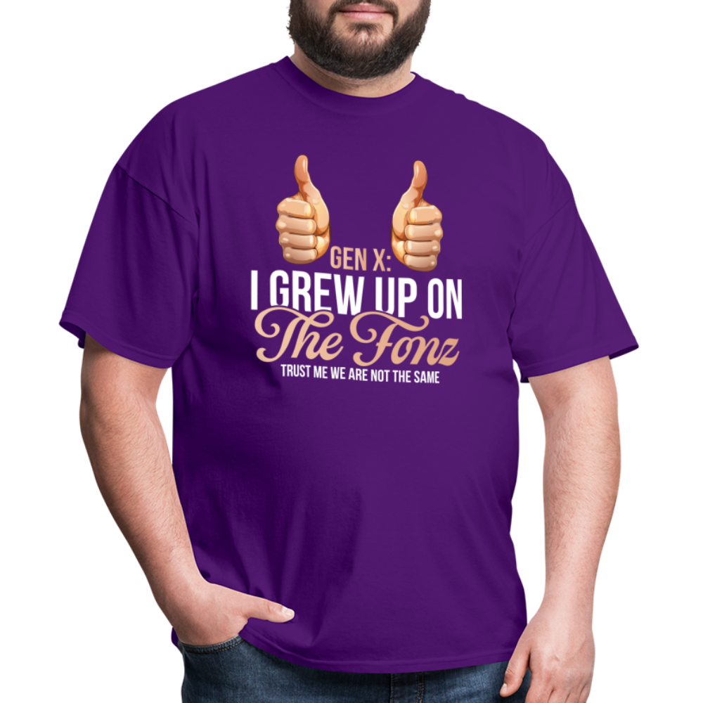 Gen-X  " I grew up on The Fonz" Tshirt - purple