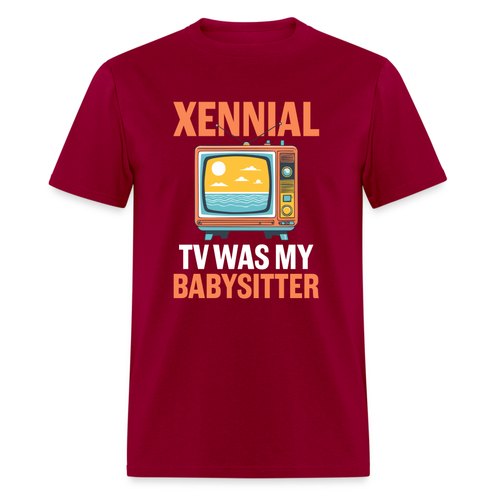 Xennial TV Babysitter Tshirt - dark red