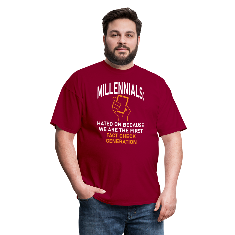 Millennials Fact Check Generation - dark red