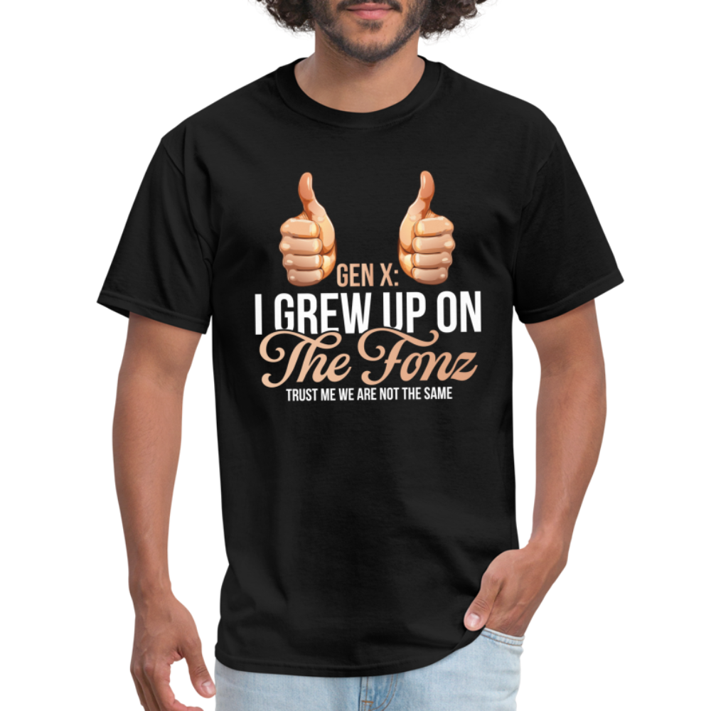 Gen-X  " I grew up on The Fonz" Tshirt - black