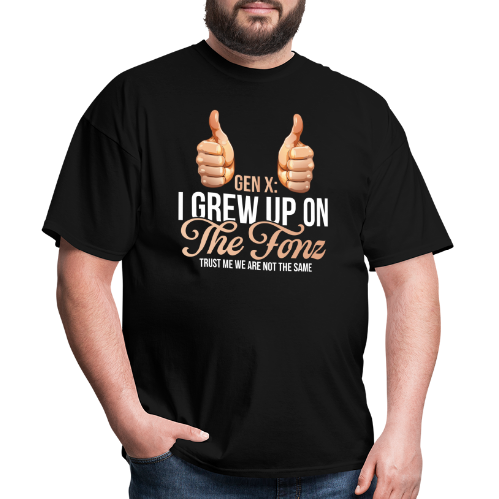 Gen-X  " I grew up on The Fonz" Tshirt - black