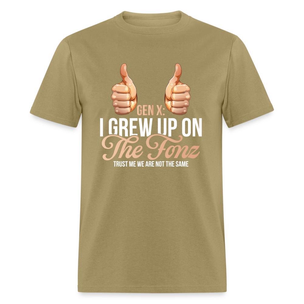 Gen-X  " I grew up on The Fonz" Tshirt - khaki