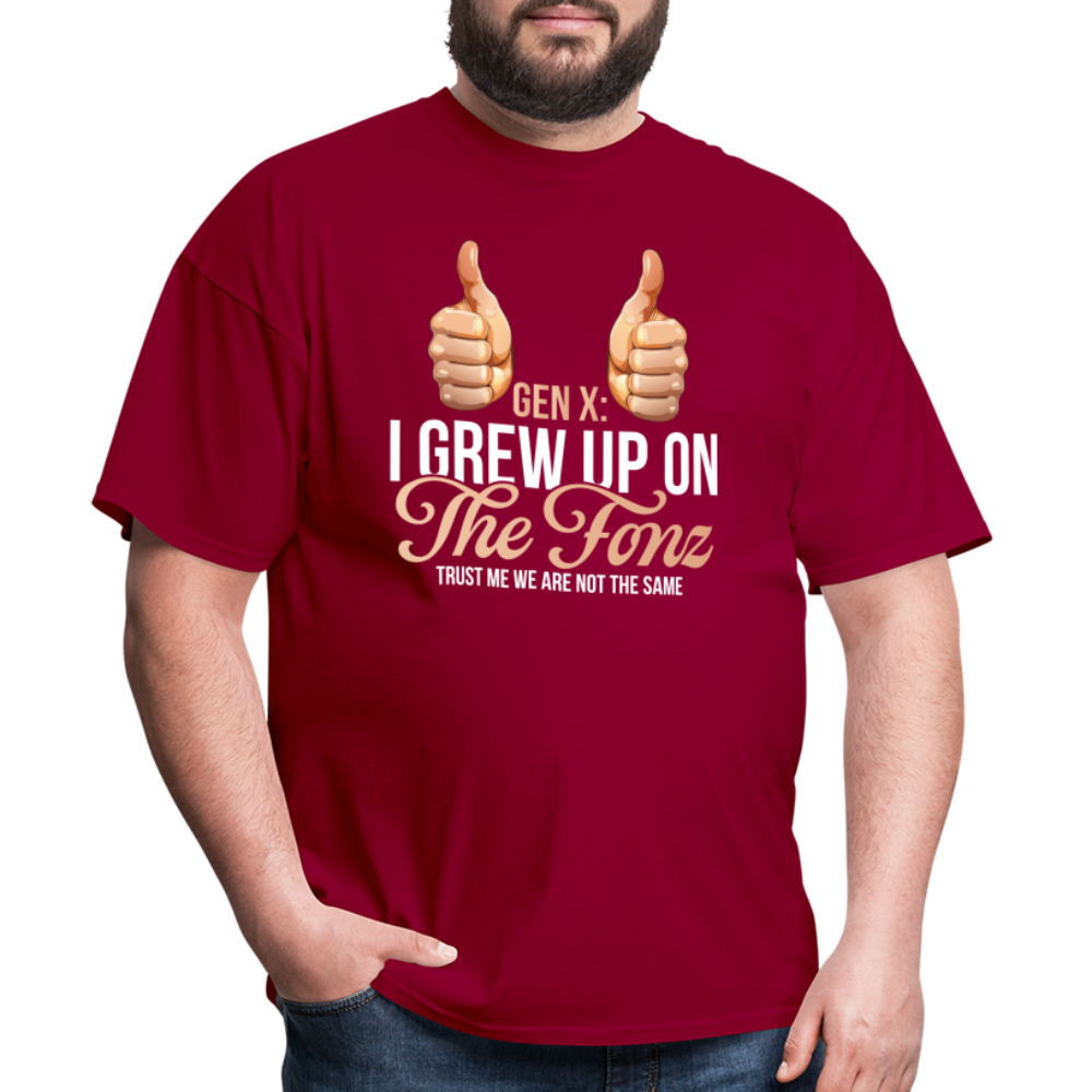 Gen-X  " I grew up on The Fonz" Tshirt - dark red