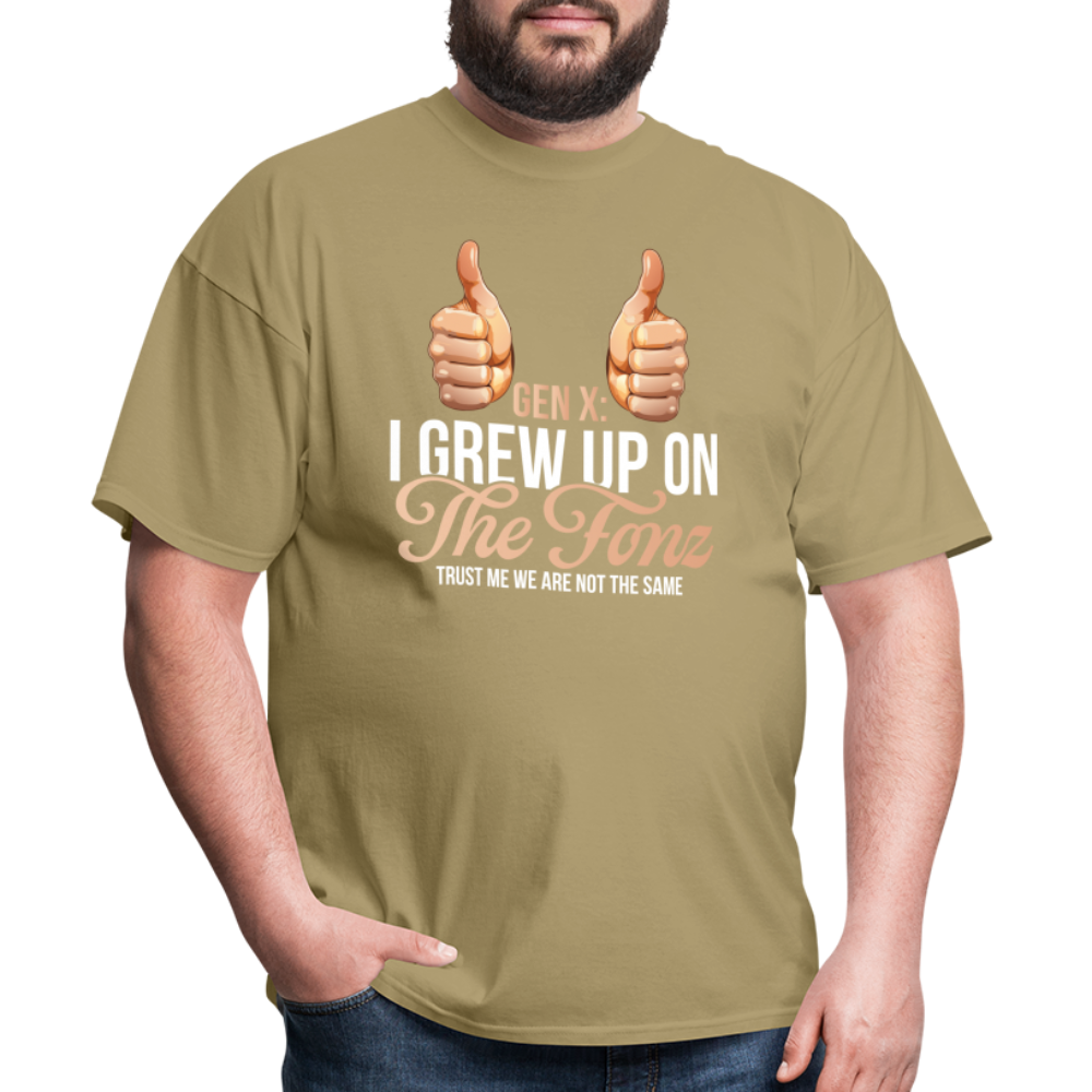 Gen-X  " I grew up on The Fonz" Tshirt - khaki