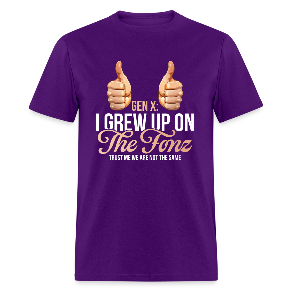 Gen-X  " I grew up on The Fonz" Tshirt - purple