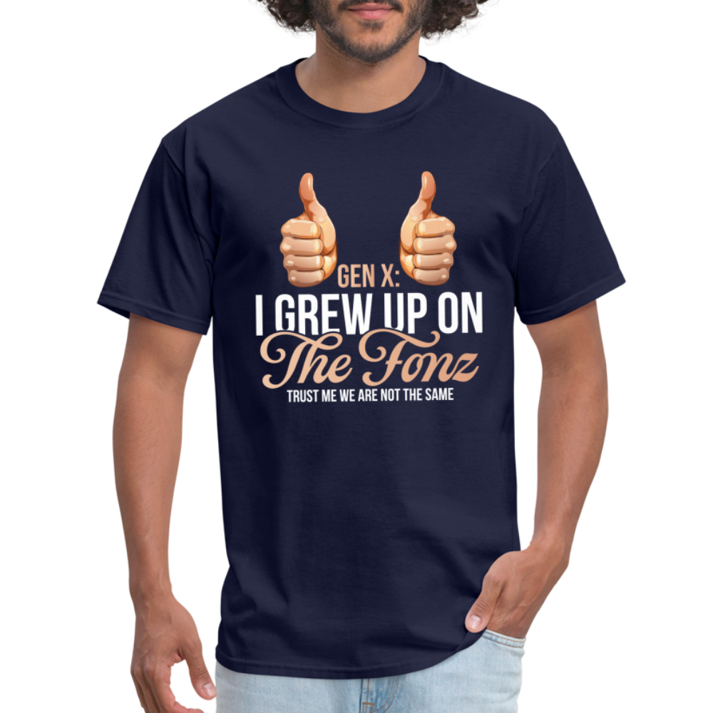 Gen-X  " I grew up on The Fonz" Tshirt - navy