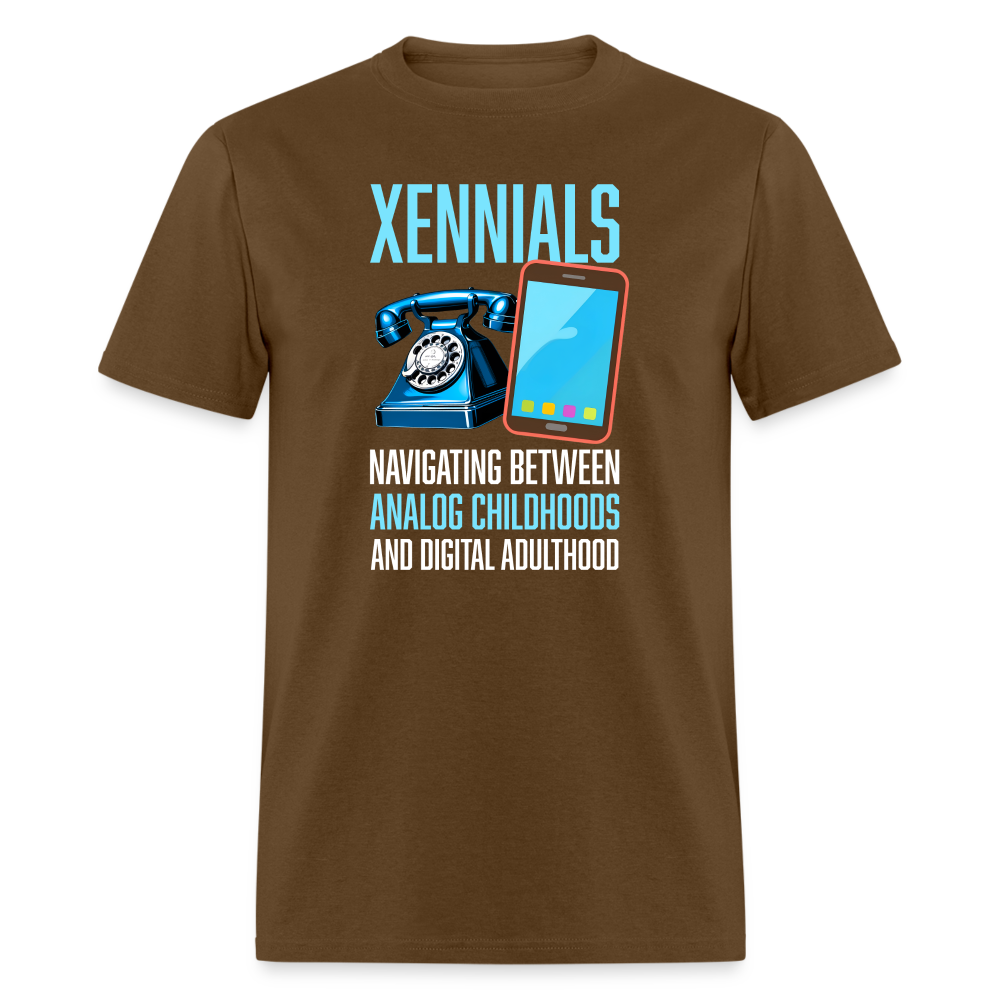 Xennial Analog and Digital Tshirt - brown