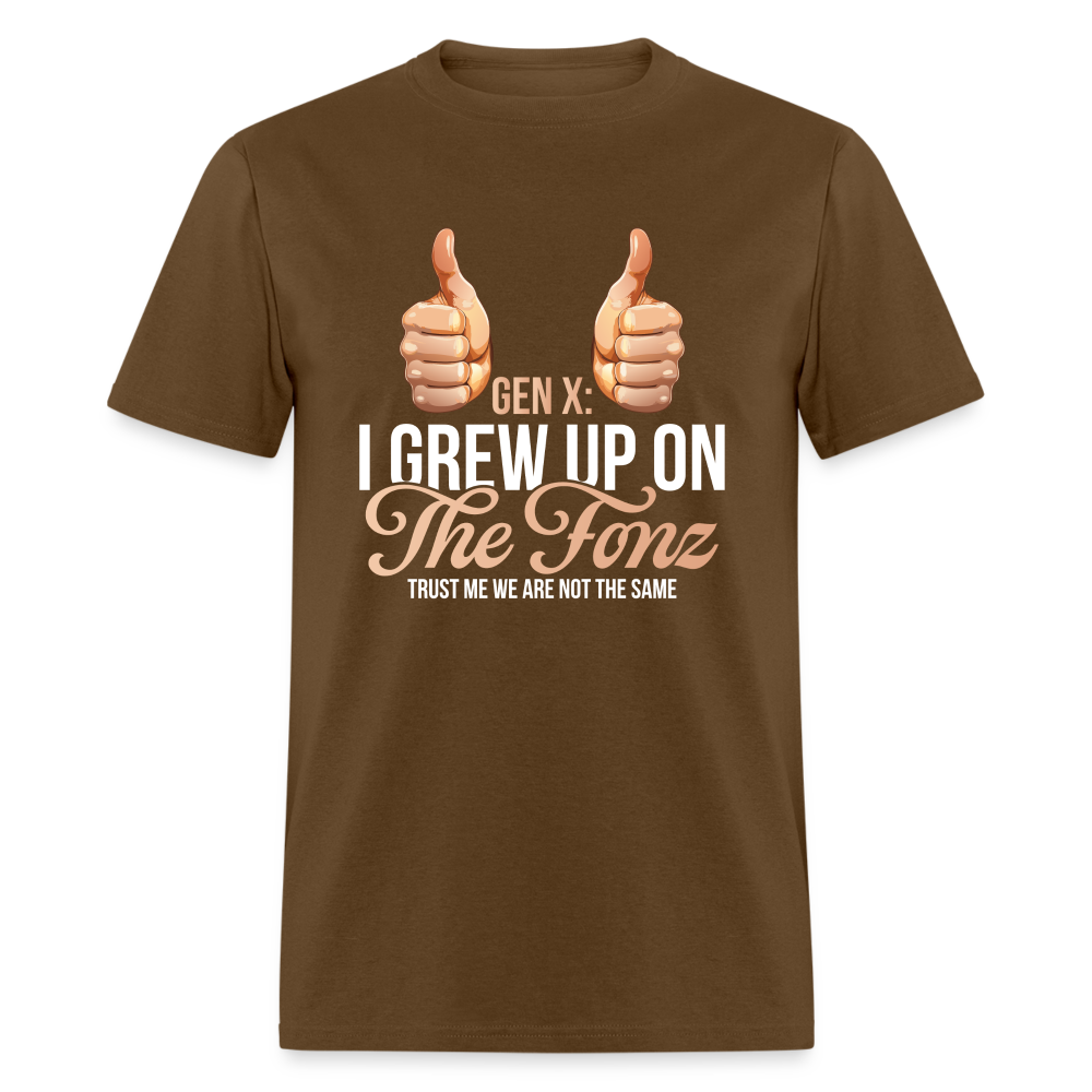 Gen-X  " I grew up on The Fonz" Tshirt - brown