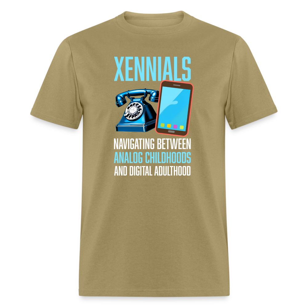 Xennial Analog and Digital Tshirt - khaki