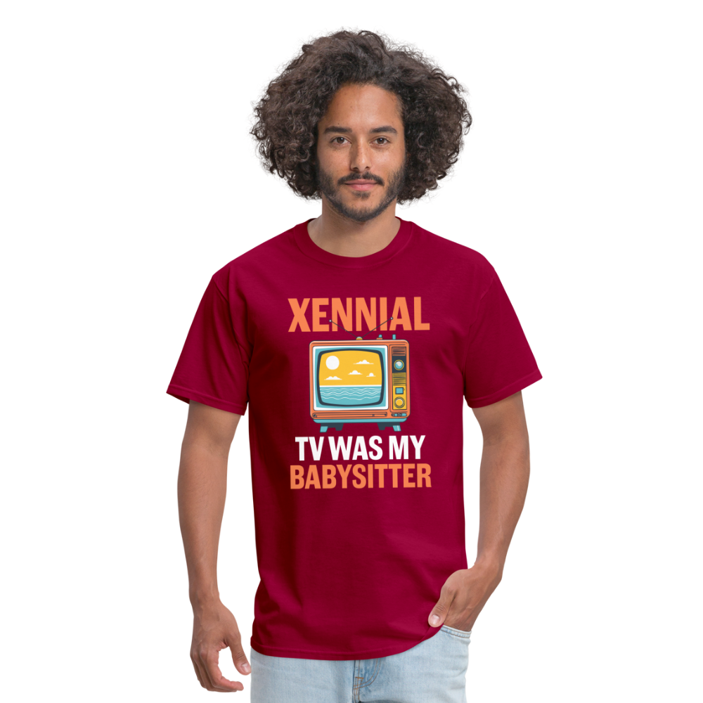 Xennial TV Babysitter Tshirt - dark red