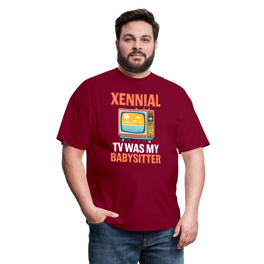 Xennial TV Babysitter Tshirt - burgundy