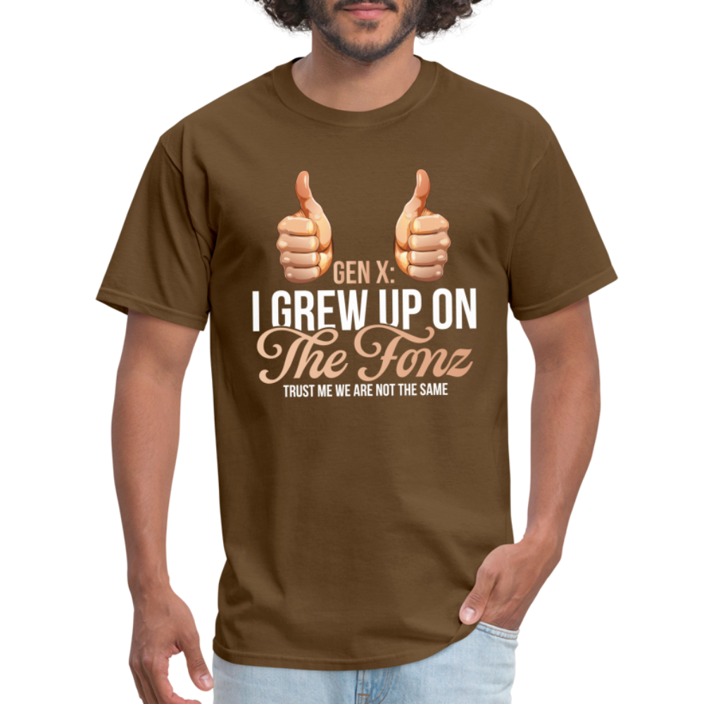 Gen-X  " I grew up on The Fonz" Tshirt - brown