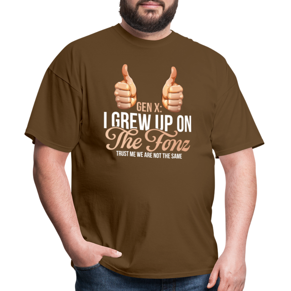 Gen-X  " I grew up on The Fonz" Tshirt - brown