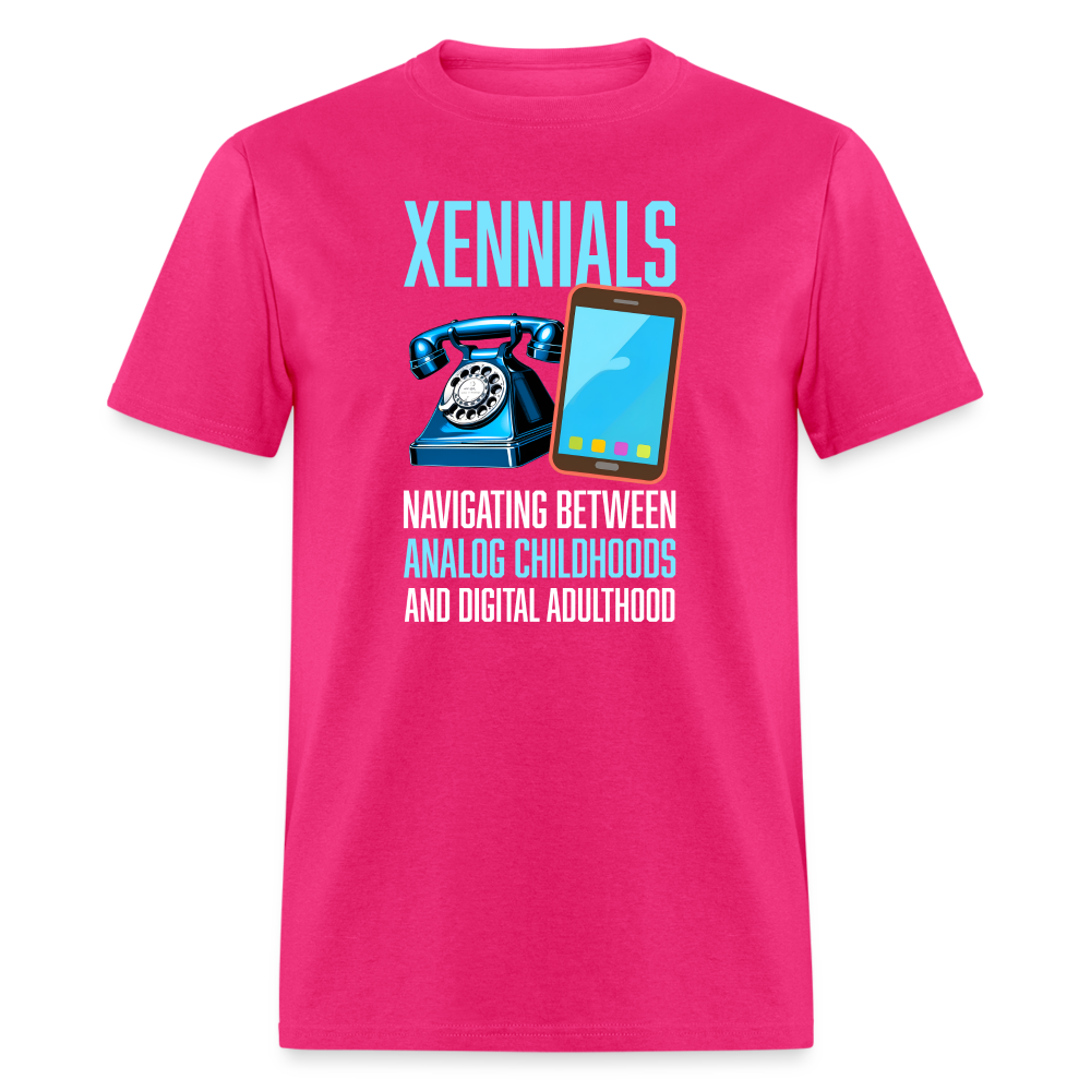 Xennial Analog and Digital Tshirt - fuchsia