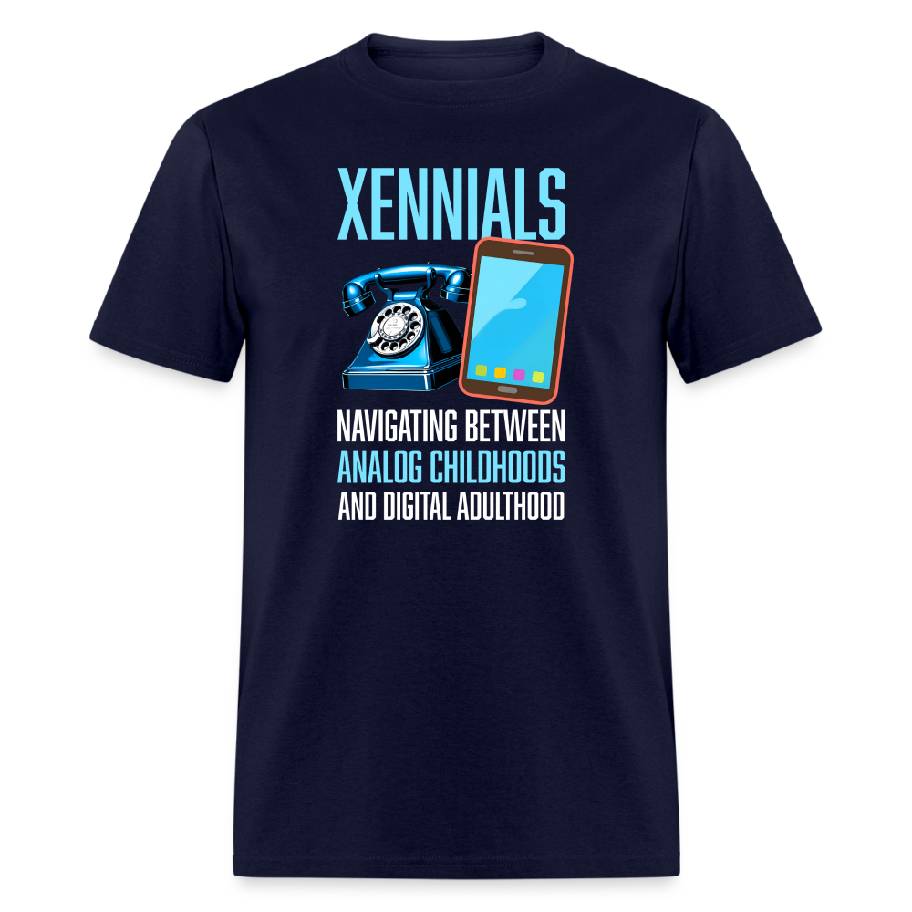 Xennial Analog and Digital Tshirt - navy