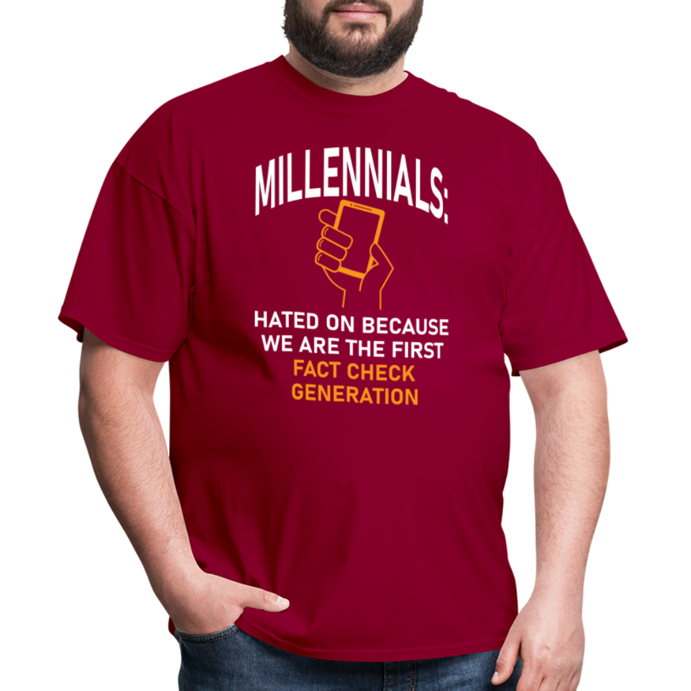 Millennials Fact Check Generation - dark red