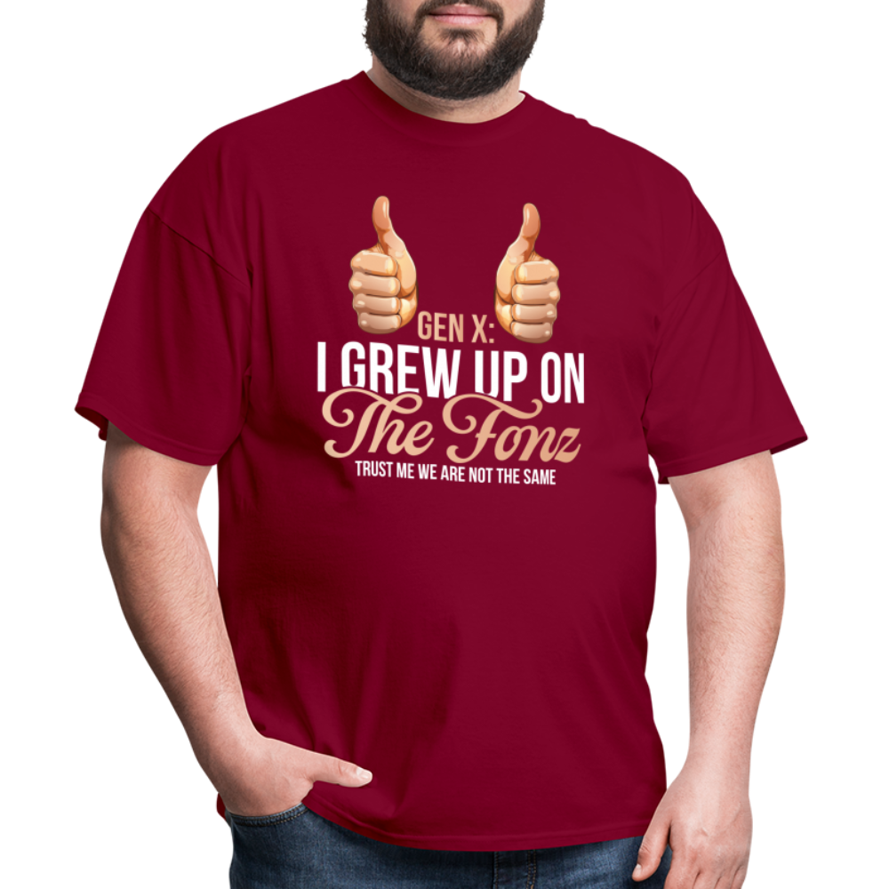 Gen-X  " I grew up on The Fonz" Tshirt - burgundy