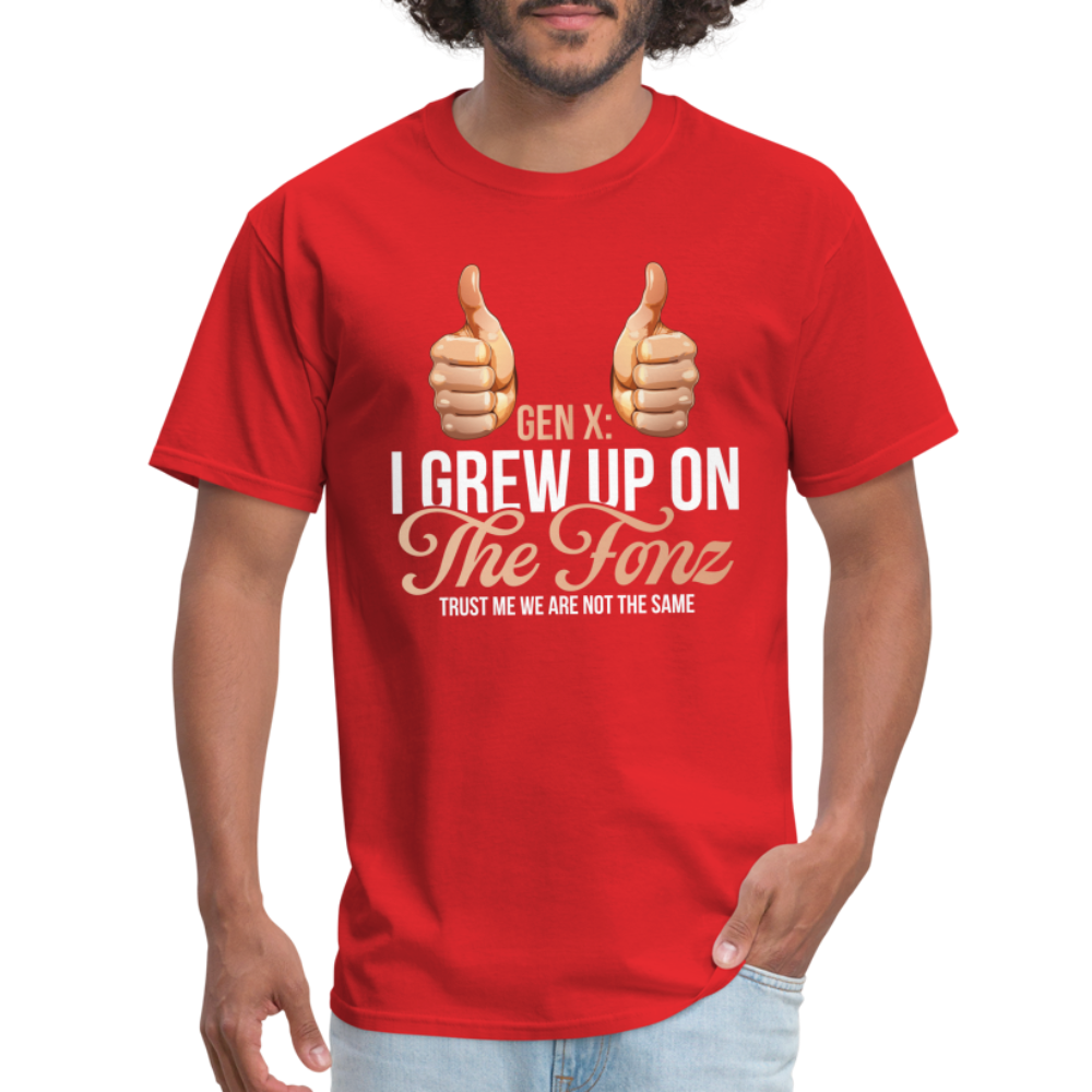 Gen-X  " I grew up on The Fonz" Tshirt - red