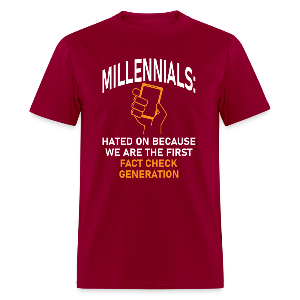 Millennials Fact Check Generation - dark red