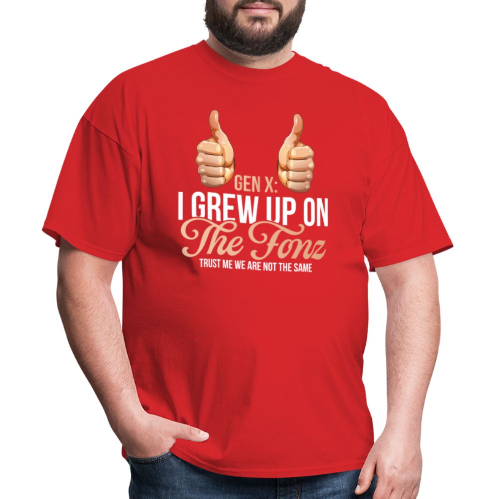 Gen-X  " I grew up on The Fonz" Tshirt - red