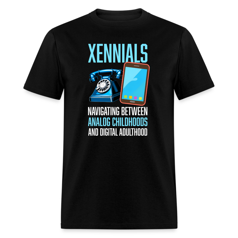 Xennial Analog and Digital Tshirt - black