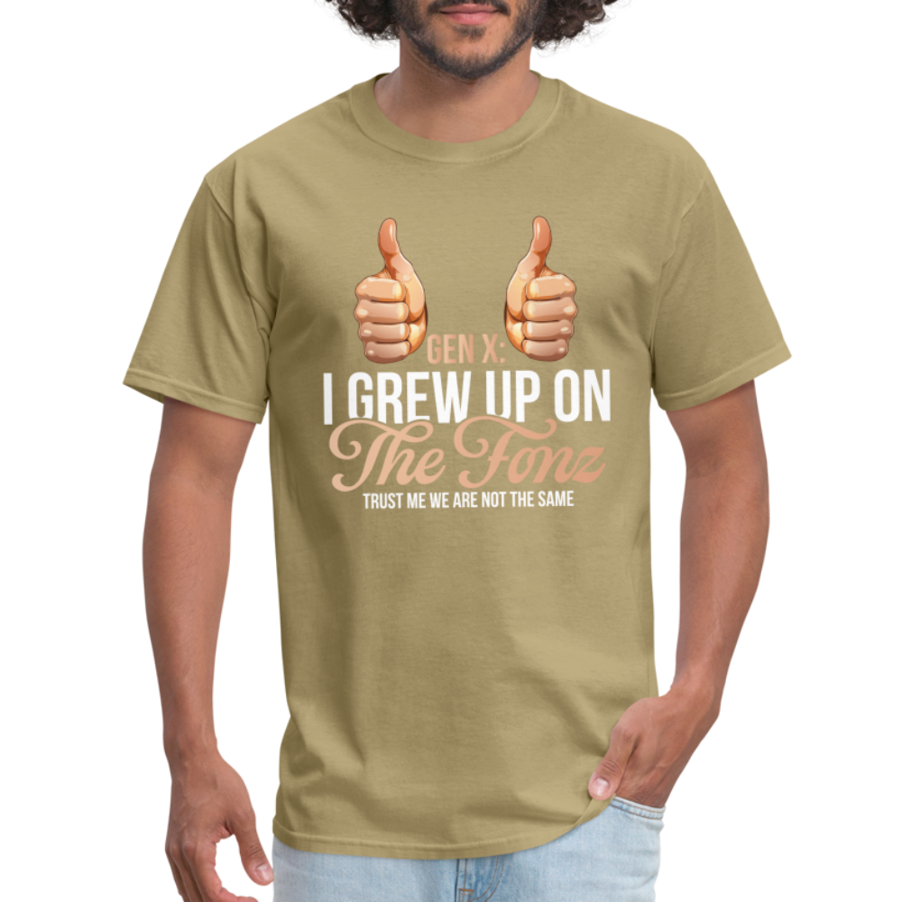 Gen-X  " I grew up on The Fonz" Tshirt - khaki