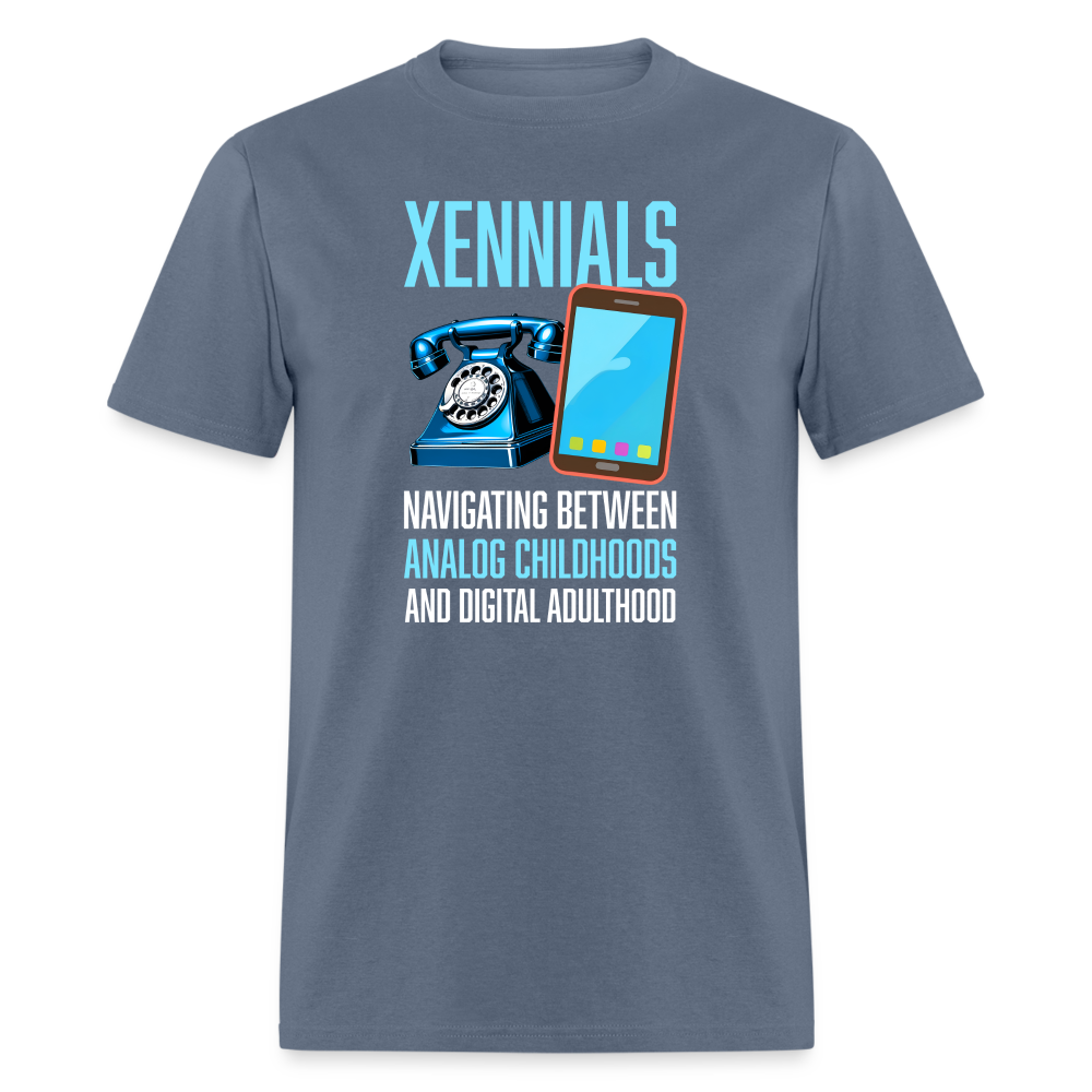 Xennial Analog and Digital Tshirt - denim