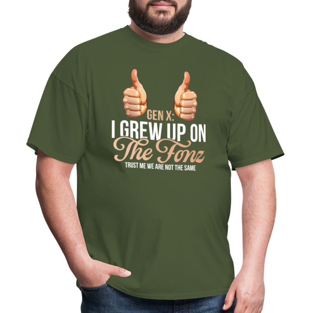 Gen-X  " I grew up on The Fonz" Tshirt - military green