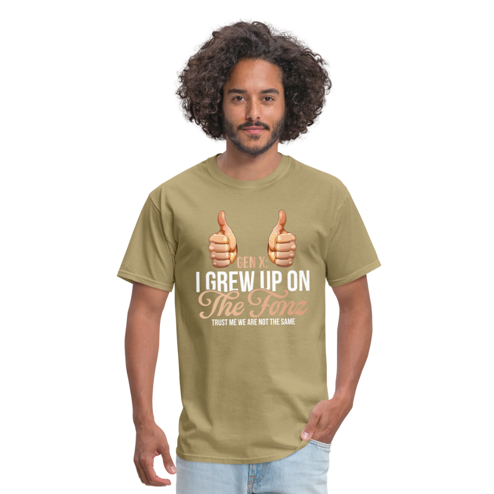 Gen-X  " I grew up on The Fonz" Tshirt - khaki