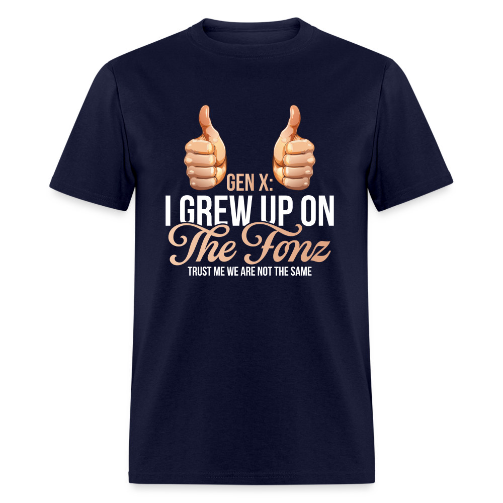 Gen-X  " I grew up on The Fonz" Tshirt - navy